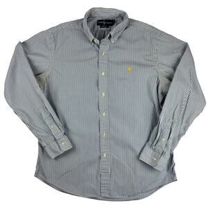 Ralph Lauren Long Sleeve Button Down Custom Fit L Large Golden Logo Shirt